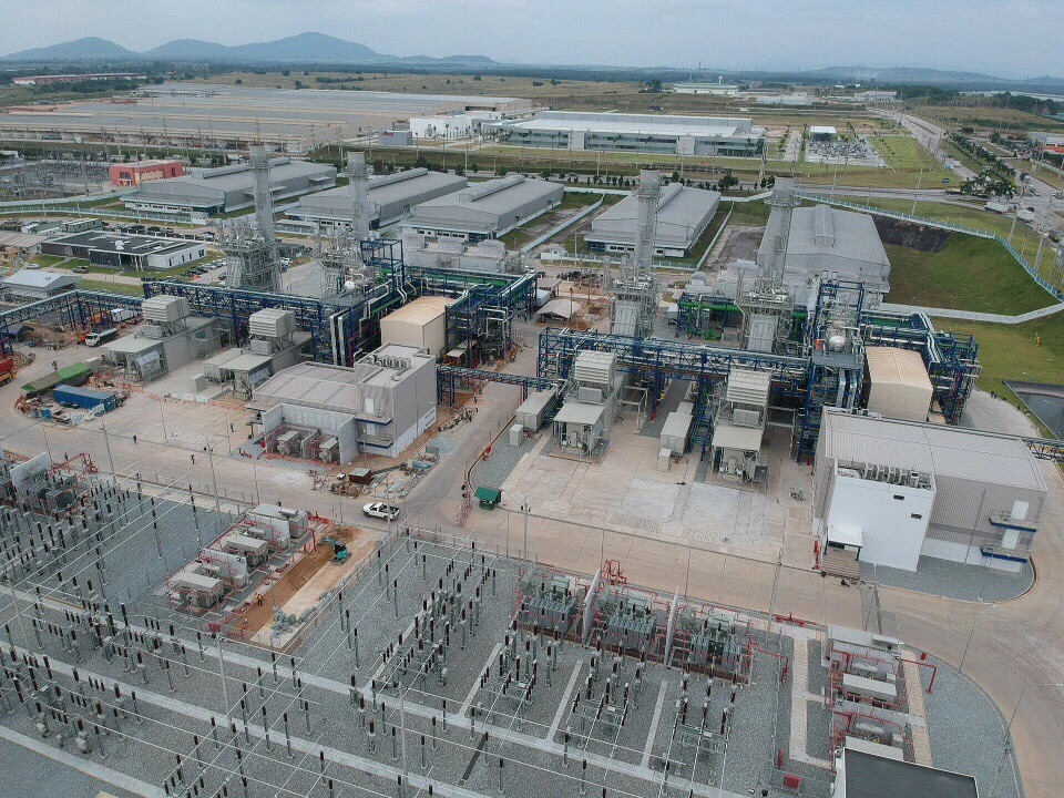 Aerial view of a power plant and industrial estate